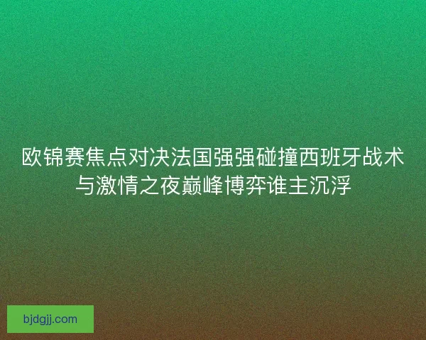 欧锦赛焦点对决法国强强碰撞西班牙战术与激情之夜巅峰博弈谁主沉浮
